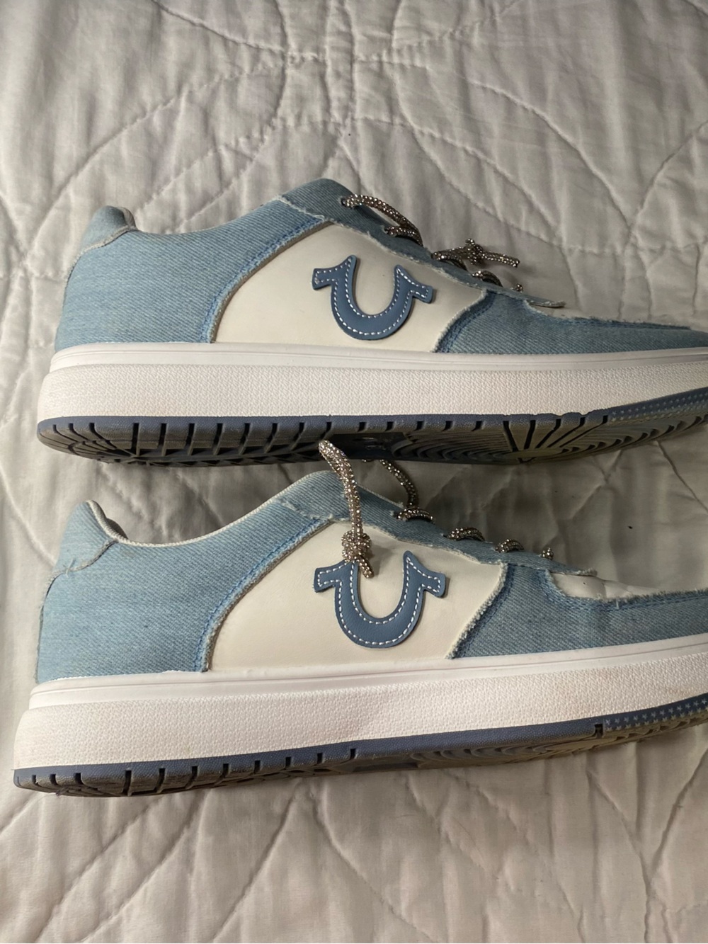 MODERN True Religion Rhinestone/Denim/White Sneakers 👟✨Great condition|Size W10 - Picture 3 of 5